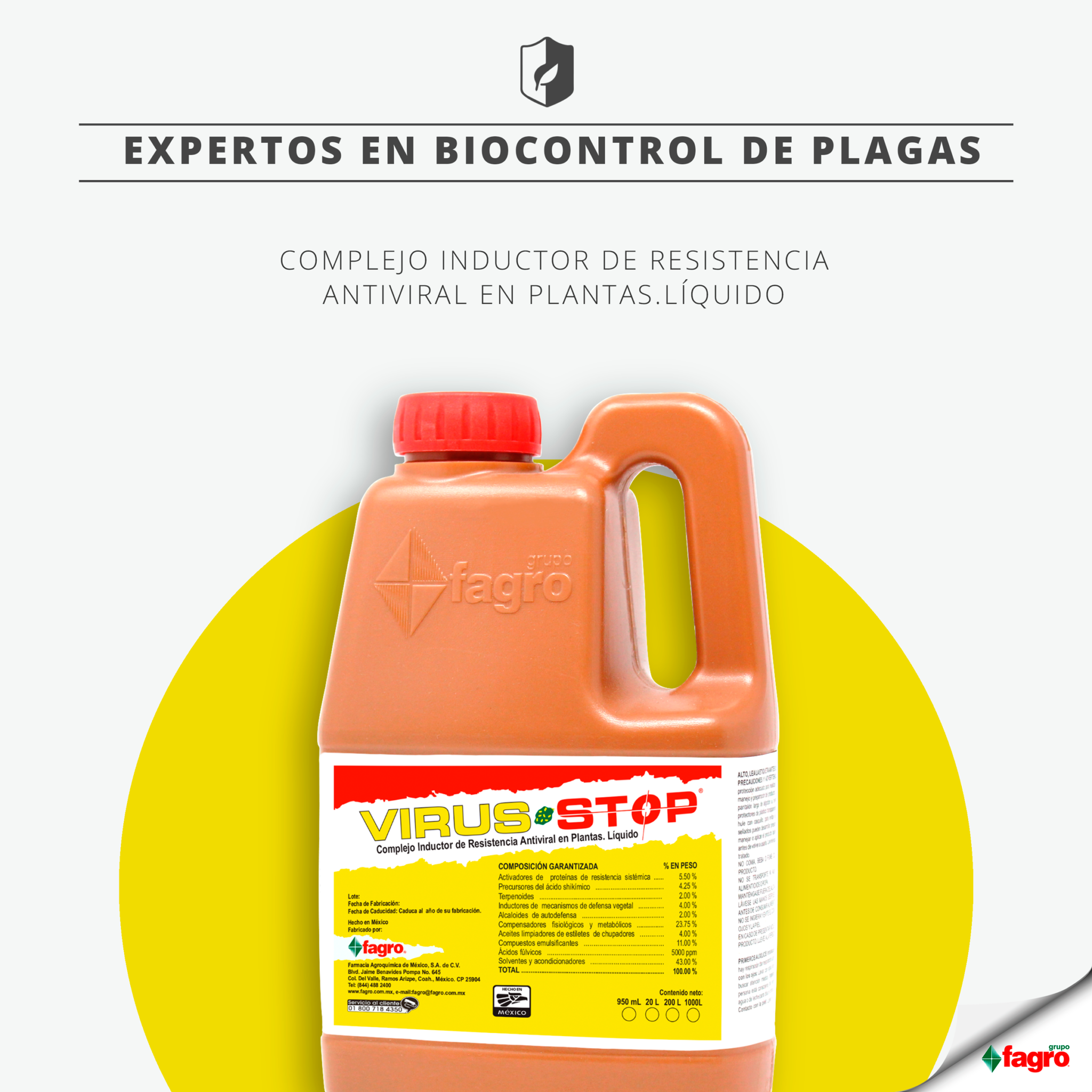 VIRUSSTOP-PLAGAS - Antiviral en plantas - Producto Fagro